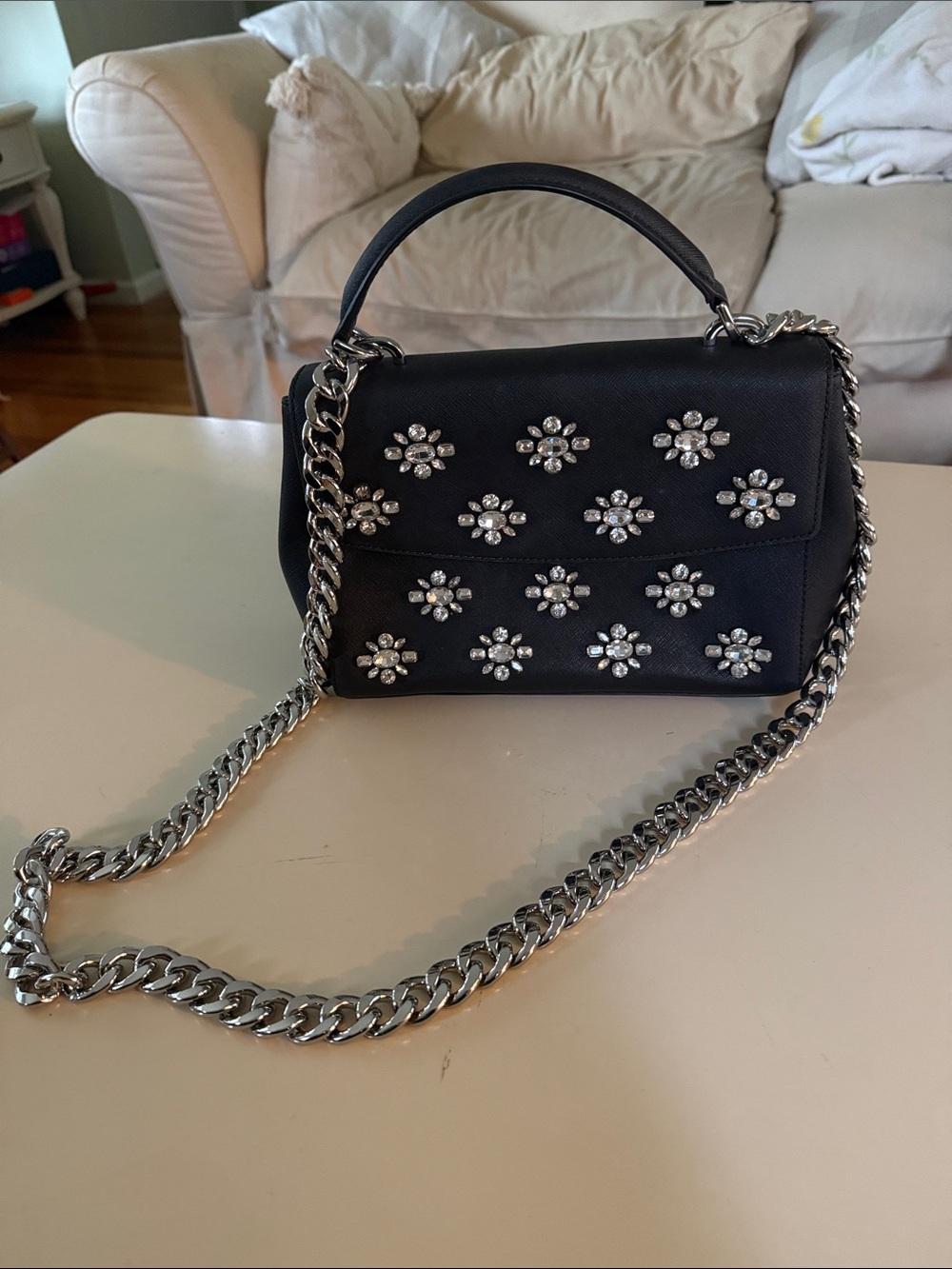 Michael Kors Ava Jewel Small Saffiano Leather Satchel